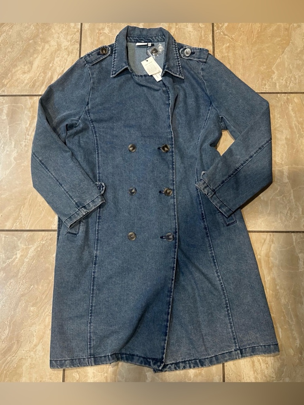 NWT DENIM VILA 26 INT. TRENCH COAT SIZE L